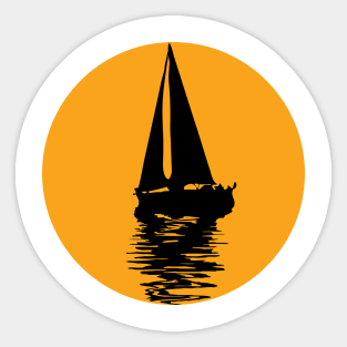 Sunset Over The Sea with a Sail Boat Sticker